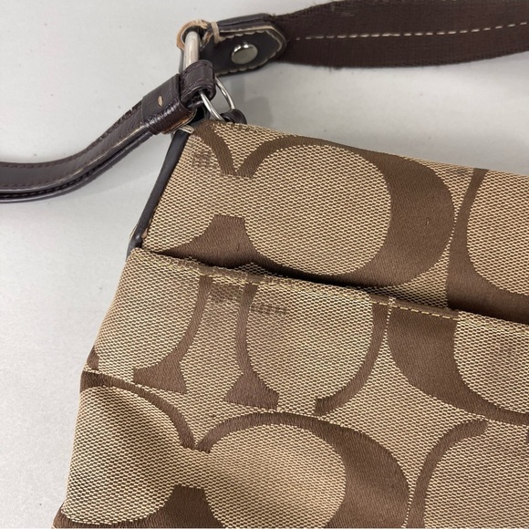 Coach Signature Monogram Crossbody Shoulder Bag Brown Medium Size - Picture 7 of 13